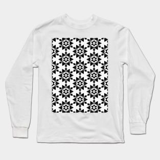 Black and white geometric shape seamless pattern Long Sleeve T-Shirt